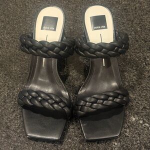 NEW Dolce Vita Black Braided Heeled Sandals
